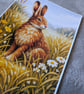 British wild hare knitted scene A4 Photo print. British wildlife. 
