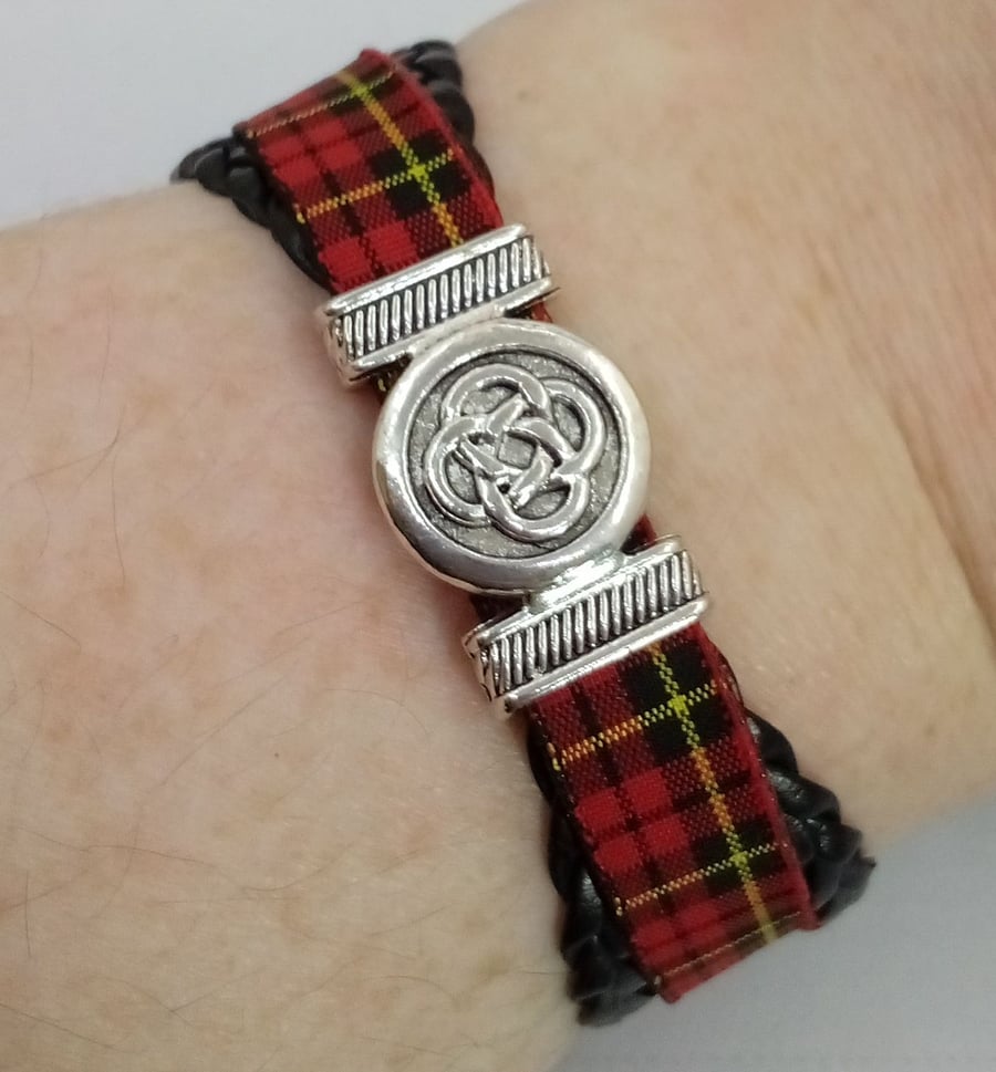 Tartan cuff bracelet, multi strand scottish plaid jewellery, choose your tartan 