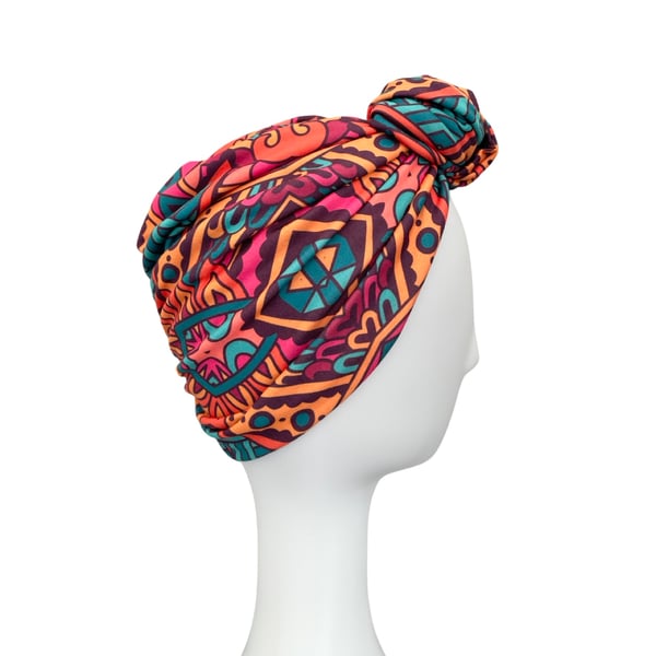 Colourful Ready Made African Print Vintage Turban Hat for Women