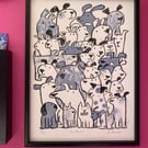 Original Screen Print Dog Ears by Jo Brown Happy Tomato- unframed 