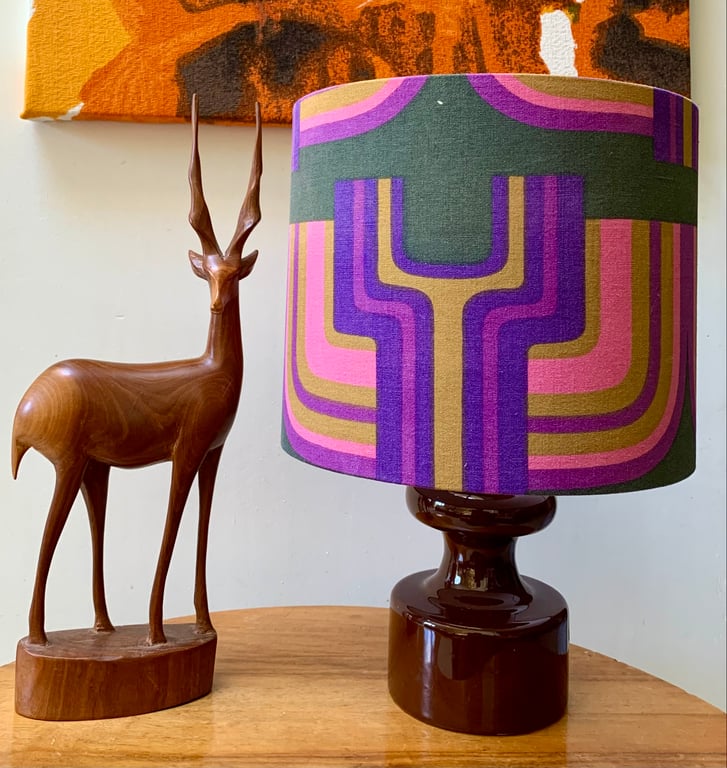 MOD Futuristic Pink Purple AZTEC Heals 60s 70s Vintage fabric Lampshade option