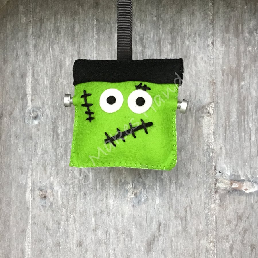 Scary Frankenstein Halloween 100% Wool Felt Hanging Decoration