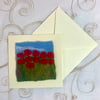 Handmade Felt Blank Card Red Poppies