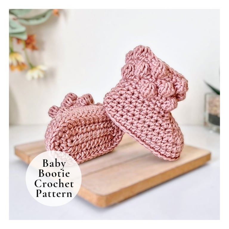 Crochet Baby Booties Pattern – Bobble Cuff PDF Newborn to 6 Months