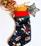 Mini Christmas Stocking (Cream Holly print vs Blue Holly print)