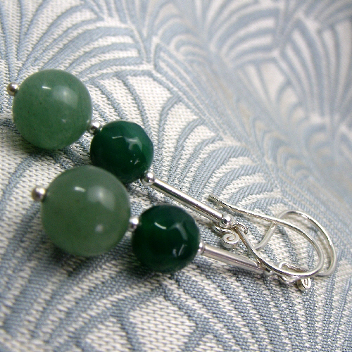 Handmade Green Earrings, Green Aventurine Earrings. Long Dangle Earrings ,DD6