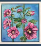 'Hollyhocks', Original Acrylic Painting, Garden Painting, Floral Painting, Gift. - Image 2