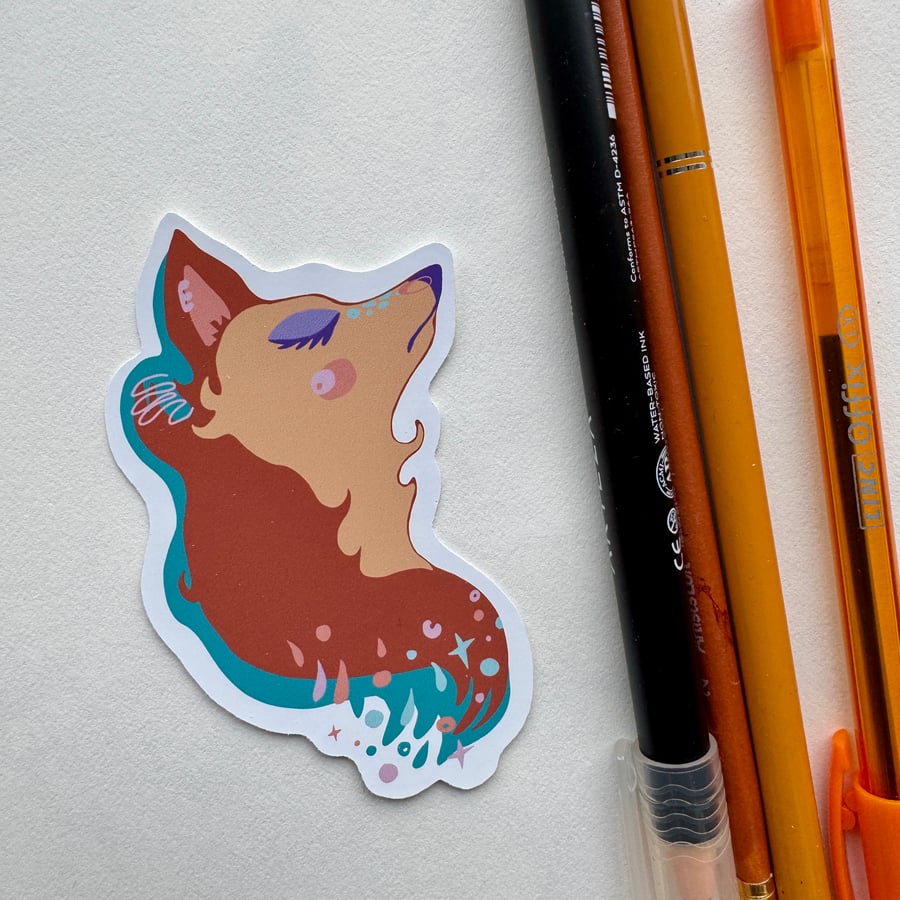 Sticker wildlife Art Matt Vinyl Fantasy Fox Illustration 