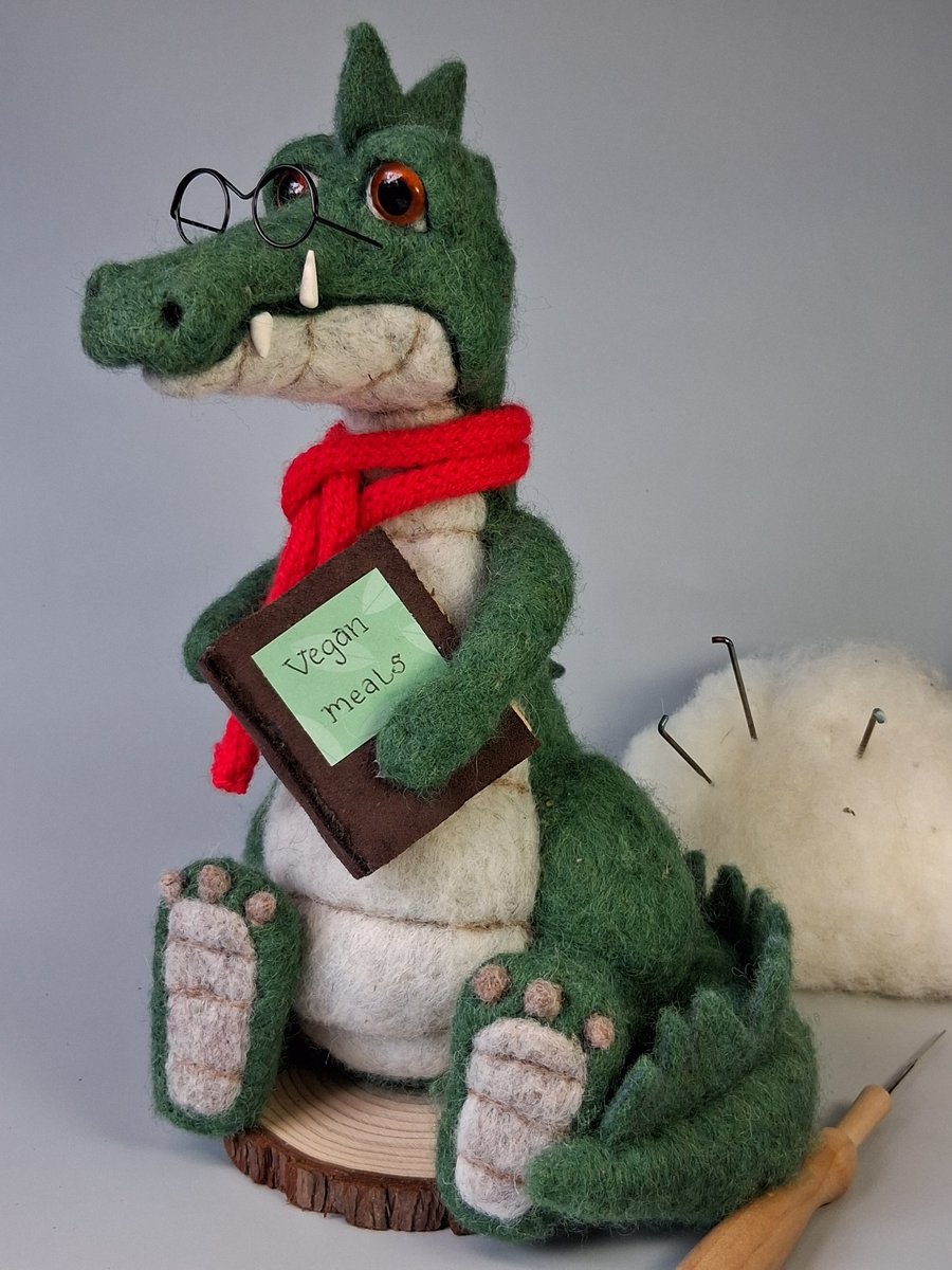 Needle Felted Vegan Crocodile- Woollen Decoration 