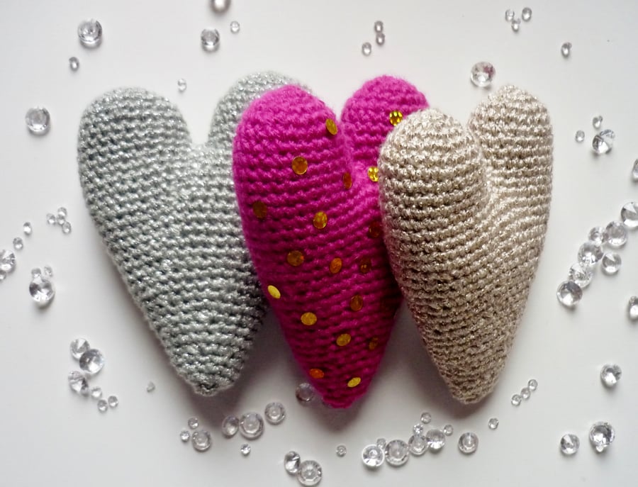 Unisex sparkly hearts - Hearts for men - Grandparent gift - His & Hers