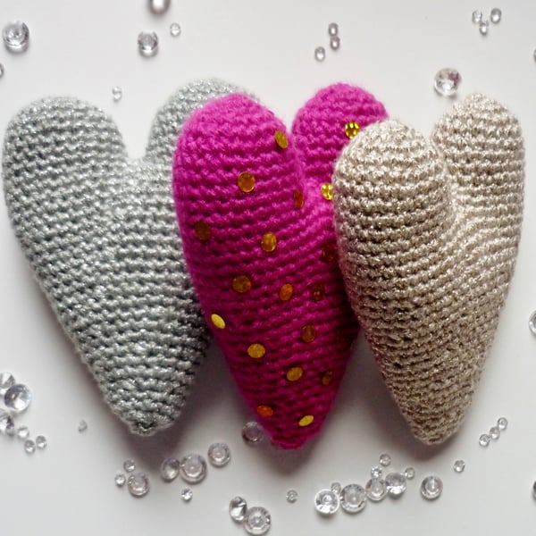 Unisex sparkly hearts - Hearts for men - Grandparent gift - His & Hers