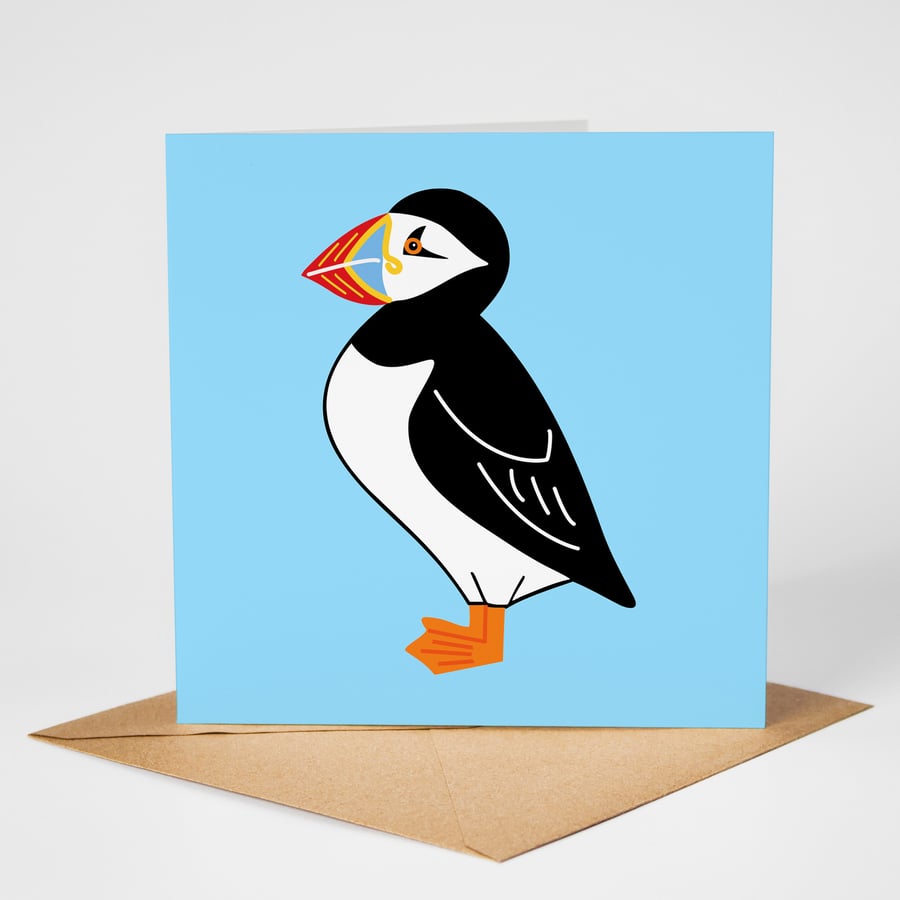 Puffin Greeting Card, Bird Blank Card, Seabirds, Eco Friendly Card, Coastal Card