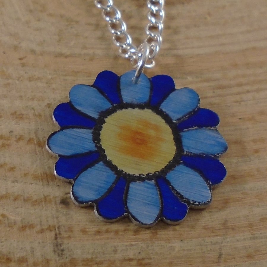 Anodised Aluminium Blue Aster Necklace AAN112003