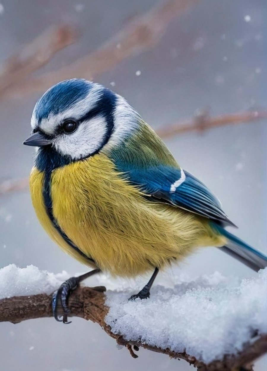 Blue Tit Bird Seasonal Greeting Card A5