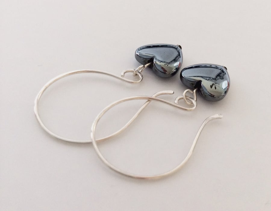 Haematite Heart Earrings