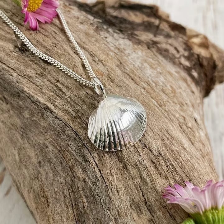 Cockle Seashell Necklace – Small Fine Silver Pendant