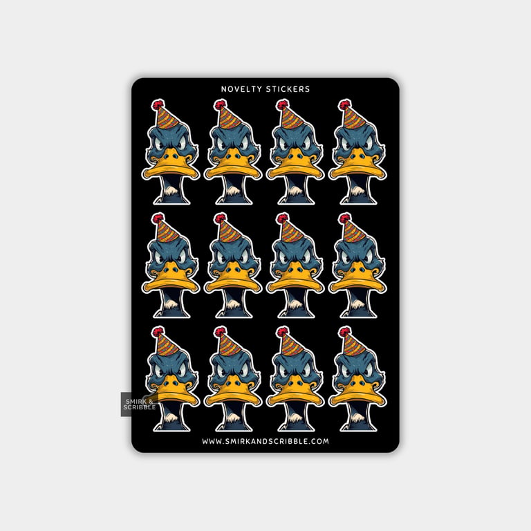 Funny Vinyl Sticker Sheet For Adults - Birthday Duck