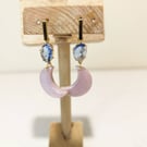 Pink shimmer moon olymerclay earrings