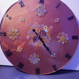 Large Wall Clock, Steampunk Style in Epoxy Resin, in a choice of colours