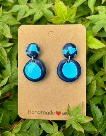 Striking Turquoise and Navy Blue Handmade Drop Earrings