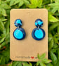 Striking Turquoise and Navy Blue Handmade Drop Earrings