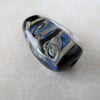 lampwork glass black and silver focal bead