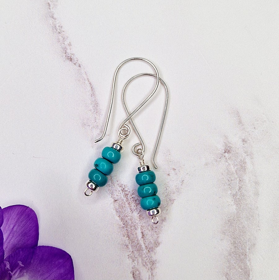 Turquoise Rondelle Earrings