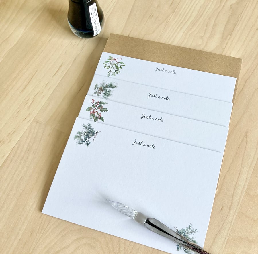 Winter Botanical Flat A6 Note cards Gift Set with Envelopes in Gift box