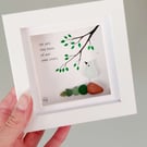 Sea Glass Bird Picture - Framed Wall Art Affirmation Quote Gift for Friends