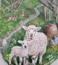 'Woodland Sheep' Original Painting on Welsh Slate - Image 5