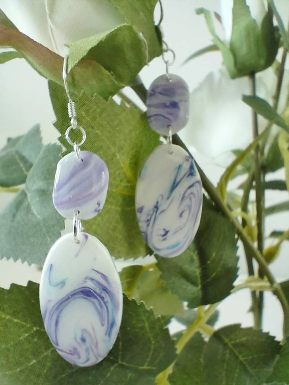 Long Polymer Clay Drop Earrings