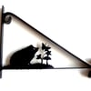 Hedgehog with Butterfly & Plants Silhouette Scroll Style Hanging Basket Bracket