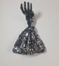 Black and silver sequin Japanese Knot bag