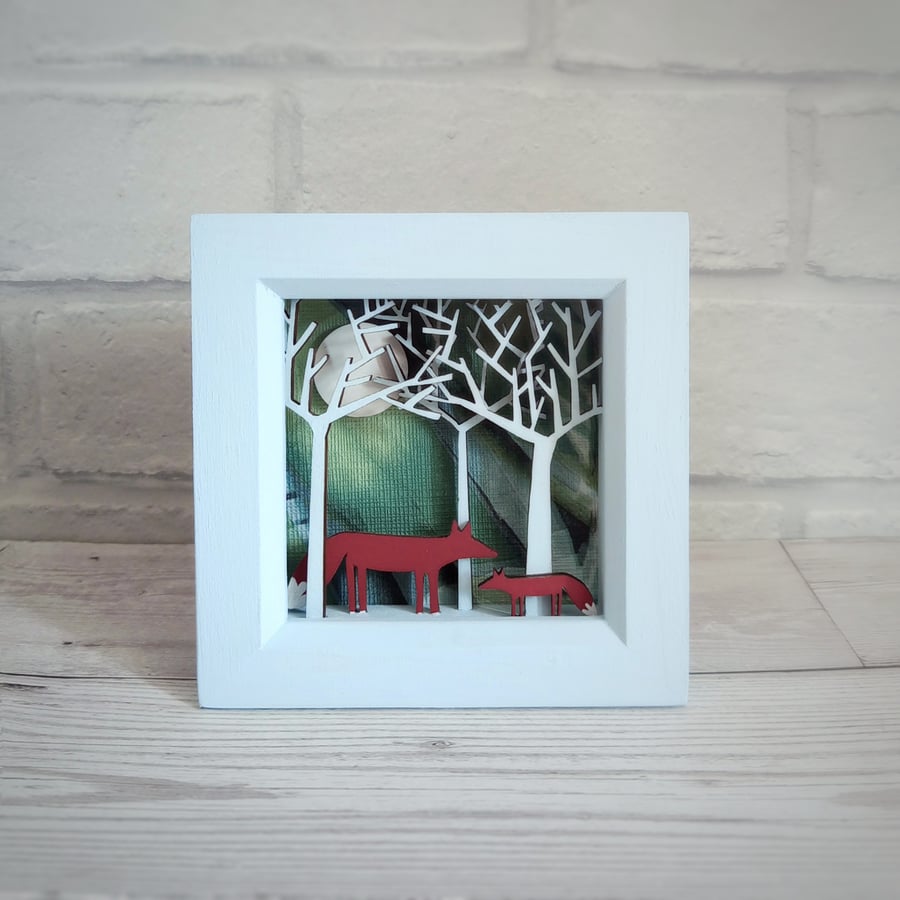 Foxes in the Forest Diorama, Enchanted Forest Shadow Box