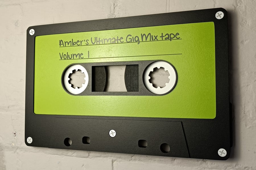 Large green retro cassette tape 3D wall art