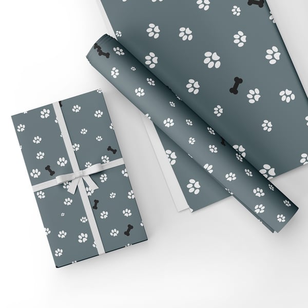 Gift Wrap Dog Paws & Matching Gift Tag-Wrapping Paper-LG23