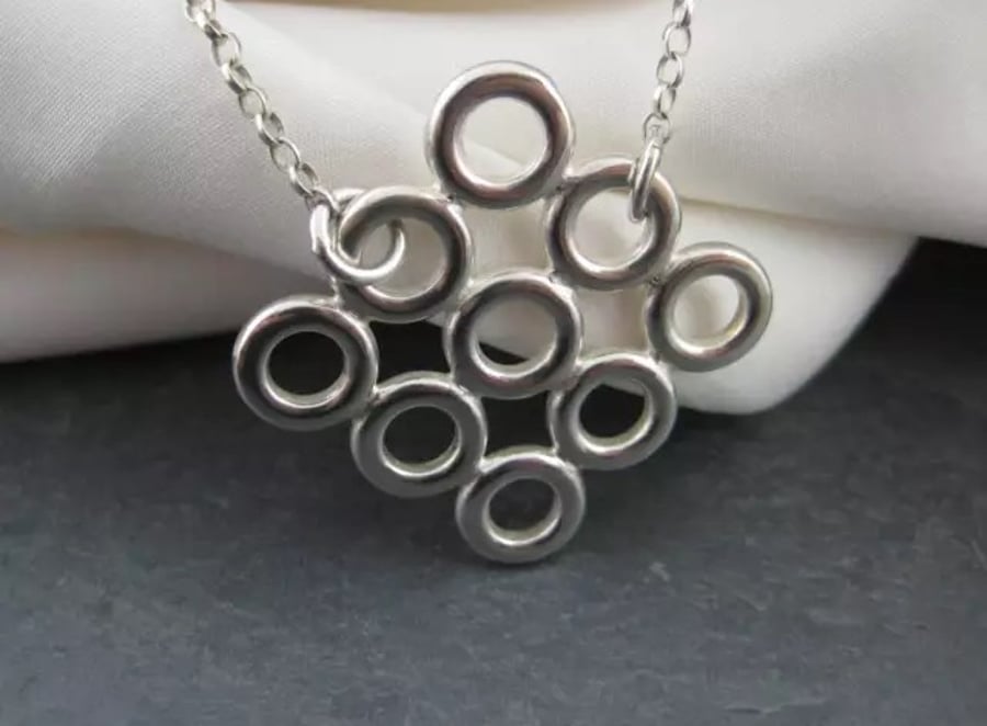 Sterling Silver Diamond Shaped Necklace - Handmade By CMcB Jewellery