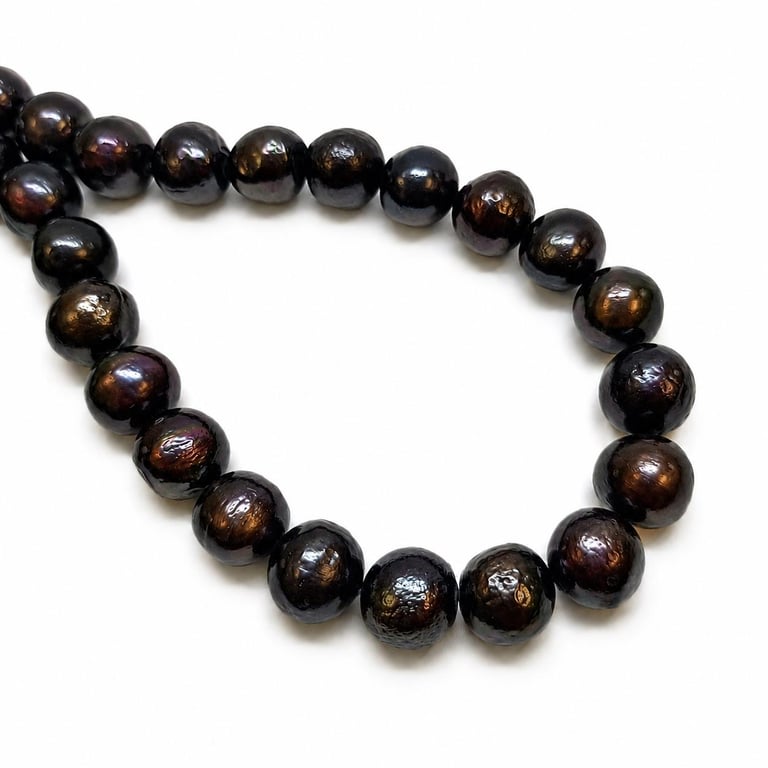 Black Freshwater Pearl Beads -10mm Round Beads, Jewellery Making