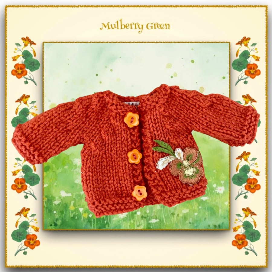 Embroidered Orange Cardigan 