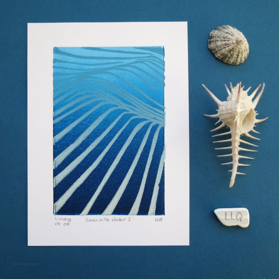 Ombre teal modern minimalist ocean wave surf graphic print 