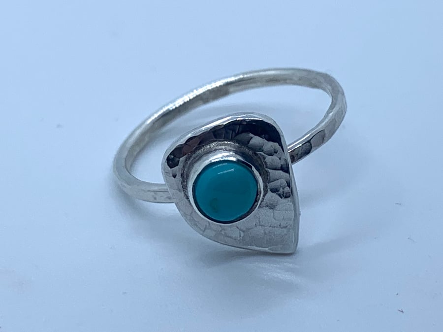 Turquoise and Sterling Silver ‘leaf’ Ring, (N.5 or O) 100% Handmade