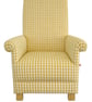 Yellow Gingham Fabric Adult Armchair Chair Checked Accent Nursery Small Lemon