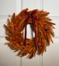 Handmade Autumn Dried Grain & Poppy Head Wreath (30cm) – Rust Harvest Decor