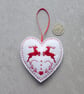 Christmas heart decoration, hanging decoration, reindeers, felt. - Image 5
