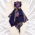 Purple Butterfly Upcycled Necktie Statement Necklace