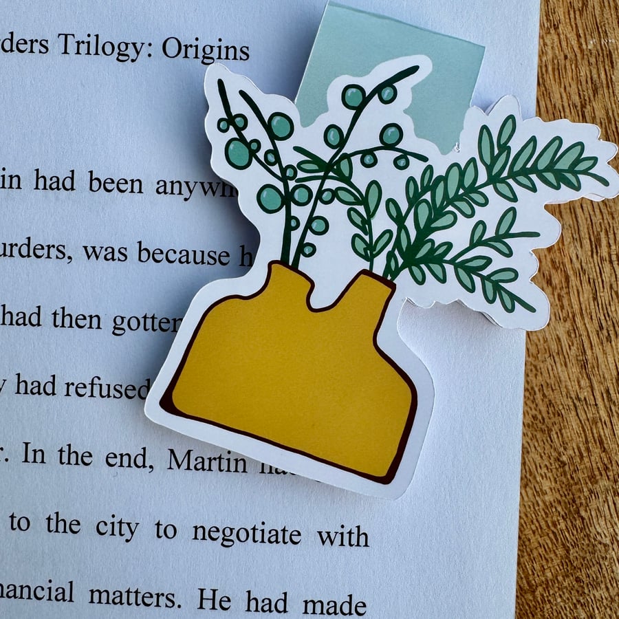Magnetic Bookmarks Yellow Flower Vase