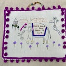 Wise elephant Mahatma Gandhi quote hand embroidered picture.