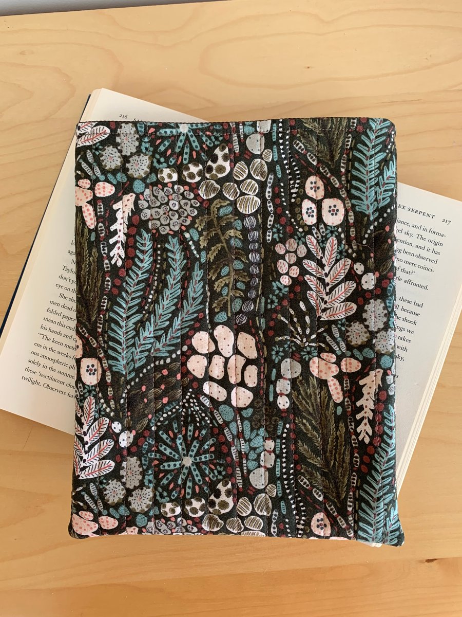 Autumnal Colour Nature Print Quilted Cotton Book Sleeve - Hardback Size