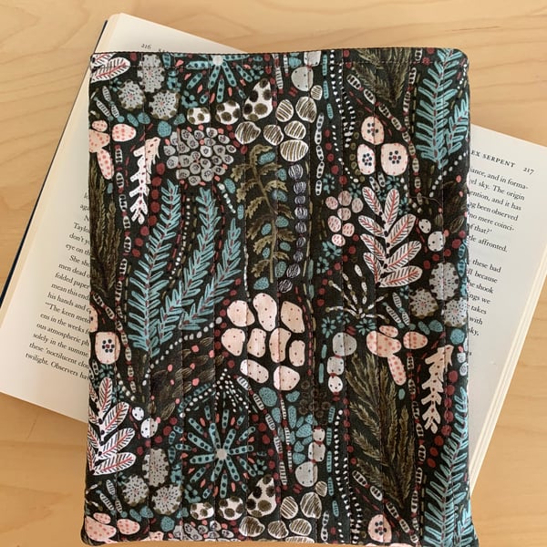 Autumnal Colour Nature Print Quilted Cotton Book Sleeve - Hardback Size