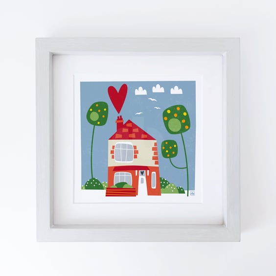 Personalised house portrait, petite Giclee print